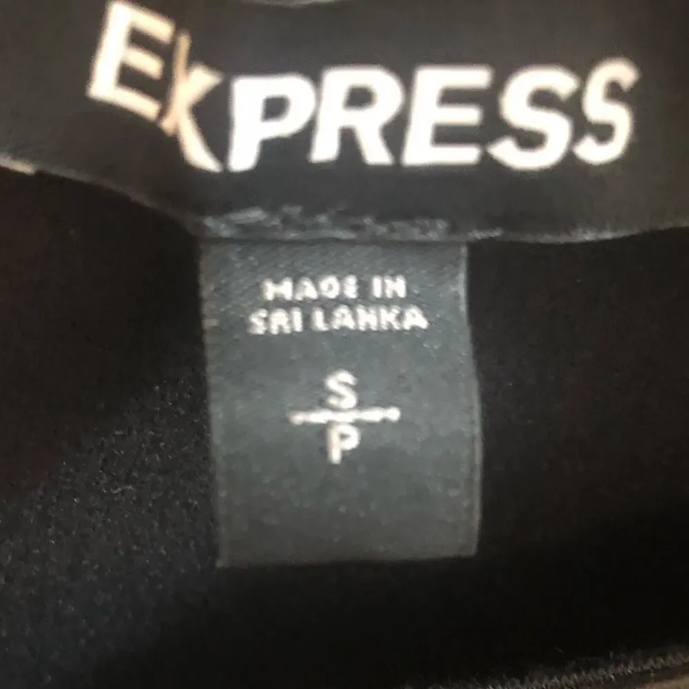 EXPRESS Women’s faux leather blouse top black puff short sleeve Small